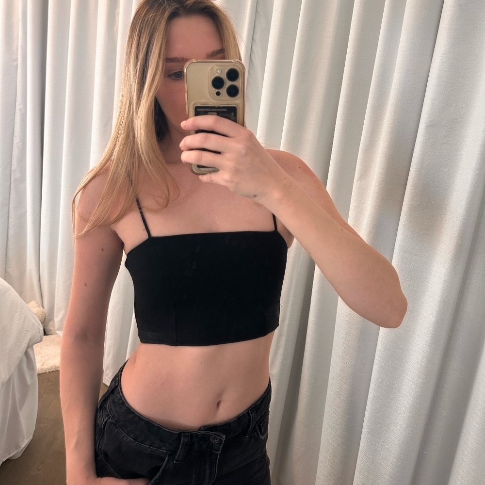 Cropped Black Spaghetti Strap Top